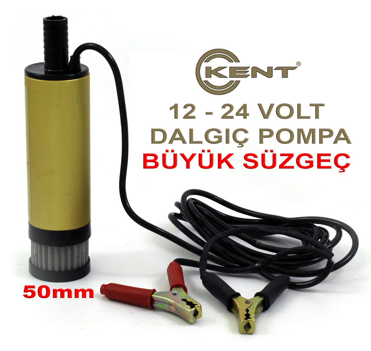 KENT 12-24 Volt Mazot Transfer Mini Dalgıç Pompası Büyük Süzgeç