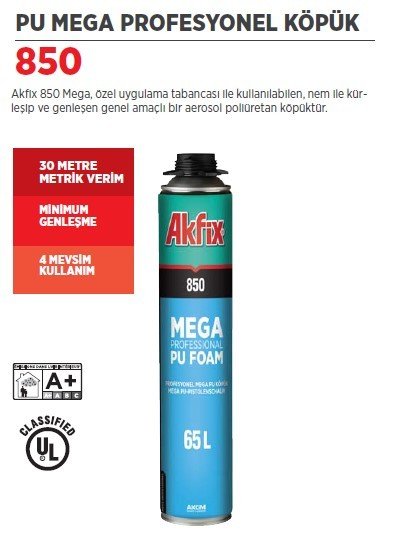 Akfix 850 Mega Profesyonel PU Köpük 850 ml / 1000 gr (12 Adet)