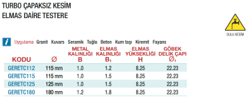GERLİNGER Turbo Çapaksız Kesim Elmas Daire Testere