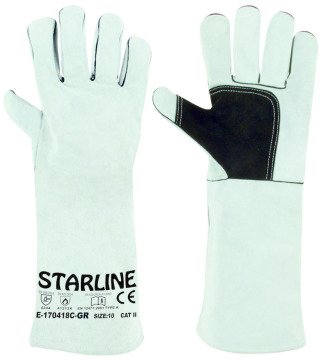 STARLİNE E-170418C Kaynak Eldiveni - Hakiki Yarma Deri Ölçü: 14