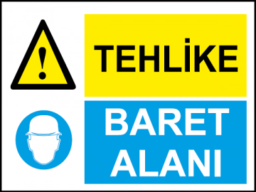 Tehlike Baret Alanı Uyarı Levhası / 10 Adet