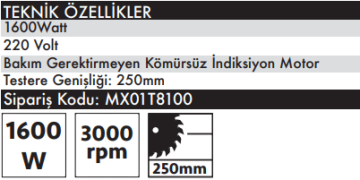 MAX EXTRA 8100 Üstten Kesmeli Gönye 250 mm