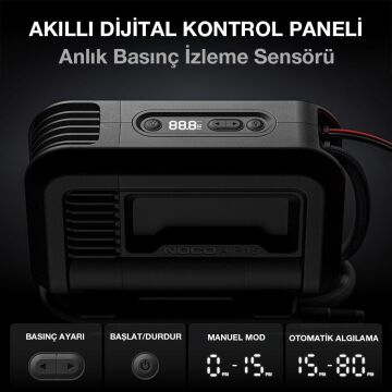 NOCO AIR15 12Volt 80 PSI Ayarlanabilir Dijital Basınç Göstergeli Profesyonel Lastik Şişirme Pompası