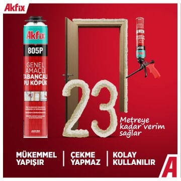 AKFİX 805P Tabancalı Pu Poliüretan Köpük Montaj Köpüğü 750 ML - 850 Gram (12 Adet - Koli Fiyatı)