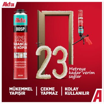 AKFİX 805P Tabancalı Pu Poliüretan Köpük Montaj Köpüğü 750 ML - 850 Gram (12 Adet - Koli Fiyatı)