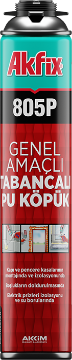 AKFİX 805P Tabancalı Pu Poliüretan Köpük Montaj Köpüğü 750 ML - 850 Gram (12 Adet - Koli Fiyatı)