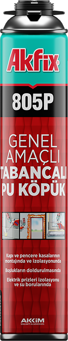 AKFİX 805P Tabancalı Pu Poliüretan Köpük Montaj Köpüğü 750 ML - 850 Gram (12 Adet - Koli Fiyatı)