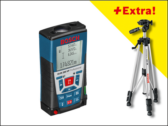 BOSCH GLM 250+VF 150 Tripod + Lazerli Uzaklık Ölçer 250 Metre