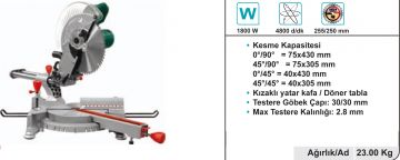 DWT Kızaklı Gönye Kesme 305 mm 1800 Watt