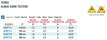 GERLİNGER Turbo Elmas Daire Testere