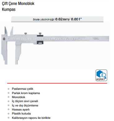 WERKA Çift Çene Monoblok Kumpas (Skala 0.02mm/0.001'')