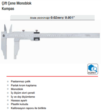 WERKA Çift Çene Monoblok Kumpas (Skala 0.02mm/0.001'')