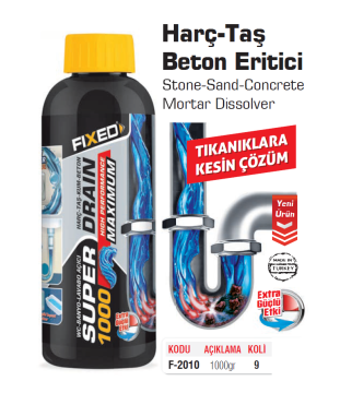Fixed F2010 Harç Taş Beton Eritici Sıvı İlaç 1 KG - Tıkanıklara Çözüm