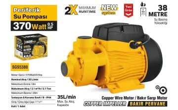 SGS5380 - PERİFERİK SU POMPASI 370 WATT 0.5 HP - 38 METRE - BAKIR SARGI
