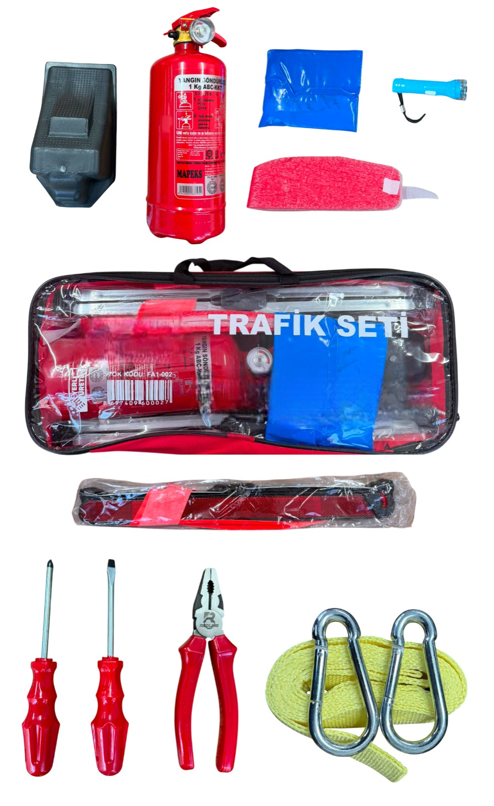 Trafik Seti Lüks Yönetmeliğe Uygun + Tornavida Pense Takımı + Çeki Halatı
