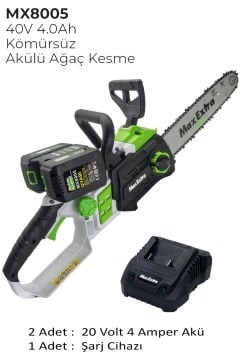 Max Extra MX8005 - 40 Volt 4 Amper Akülü Ağaç Kesme Motoru 30cm Pala