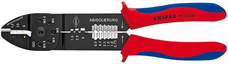 Knipex 9722240 Papuç Sıkma ve Kablo Sıyırma Pensesi 240mm