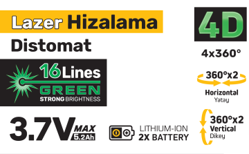 SGS5429 Lazer Hizalama Distomat Şakül 16 Yeşil Çizgi