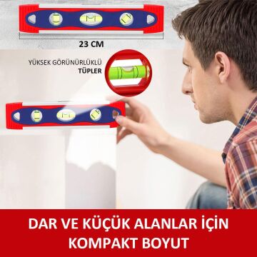 WORKPRO WP262027 225MM Manyetik Şoka Dayanıklı Torpedo Su Terazisi