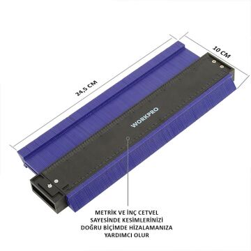 WORKPRO WP269001 250MM/10’’ Çok Fonksiyonlu Şekil Profil Kontur Ölçer