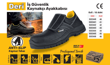 SGS3445 - No:45 S2 Deri Kaynakçı İş Ayakkabısı - Çelik Burunlu - Antistatik - Kaymaz Taban