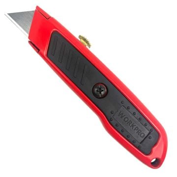 WORKPRO WP213005 Alüminyum Gövde Geri Çekilebilir Rötuş Maket Bıçağı + 3 Adet Yedek Bıçak