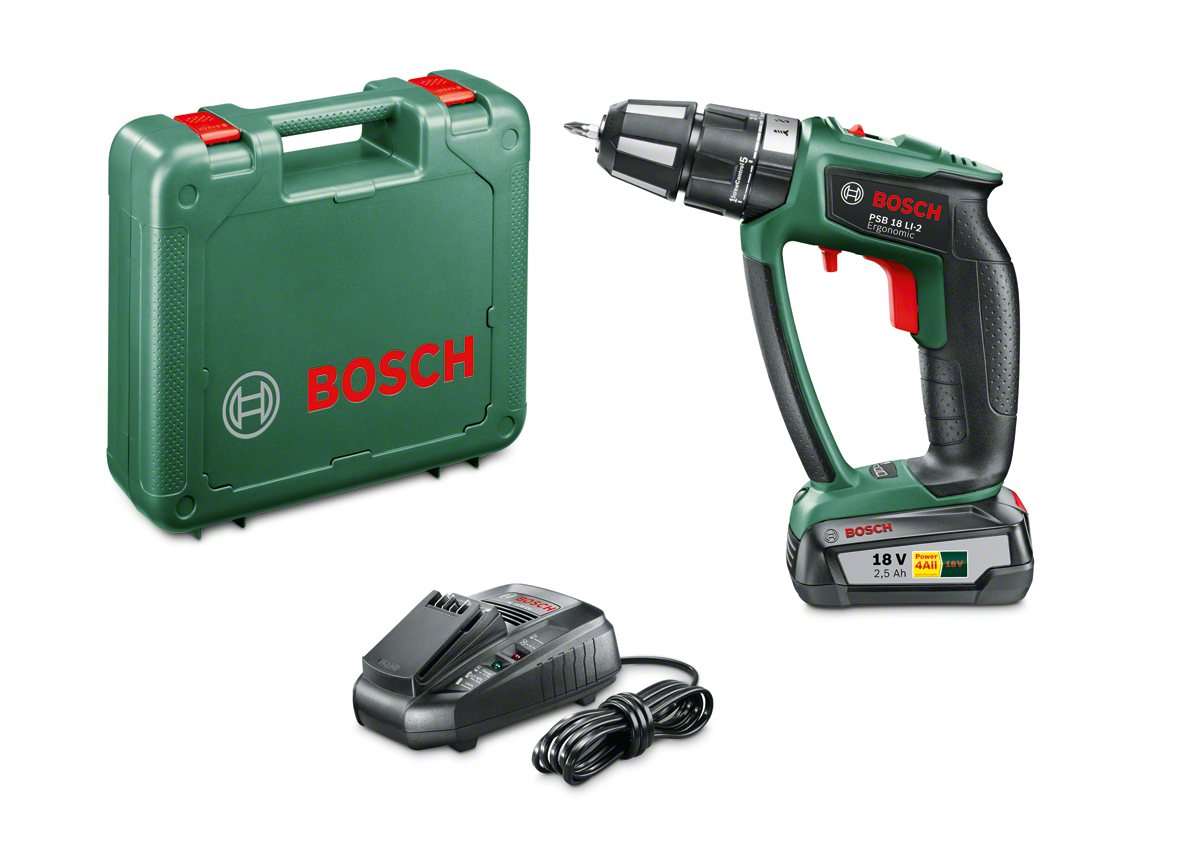 Bosch PSB 18 LI-2 2,5 AH ERGO Akülü Darbeli Delme/Vidalama Makinesi (Tek Akü)