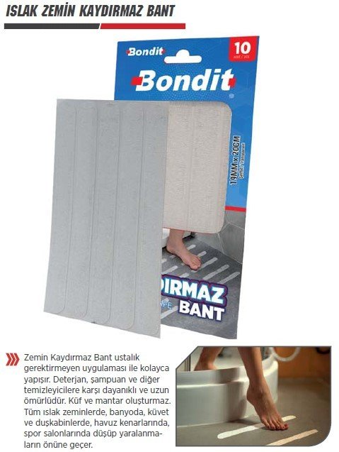 BONDİT Islak Zemin Kaydırmaz Bant - 50 mm x 5 metre (100 Adet)