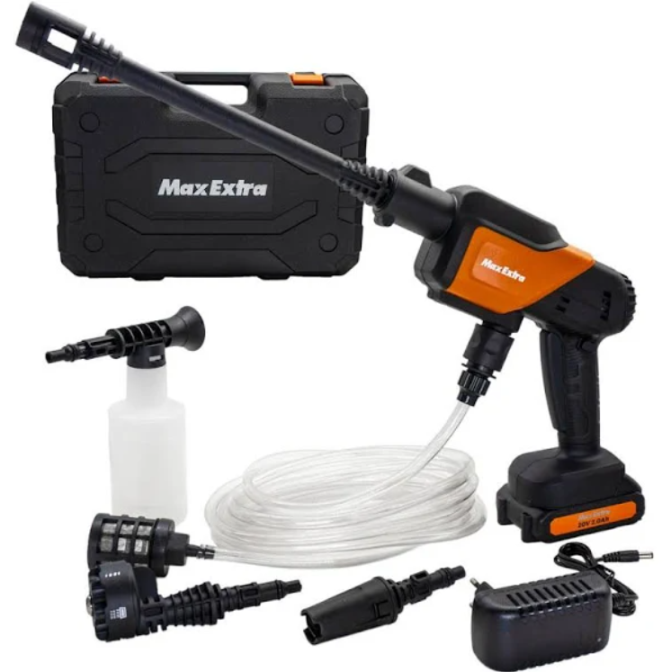 MAX EXTRA MX5050 - 20 Volt Akülü Araba Yıkama Makinesi 30 Bar - Kovadan Su Çeker