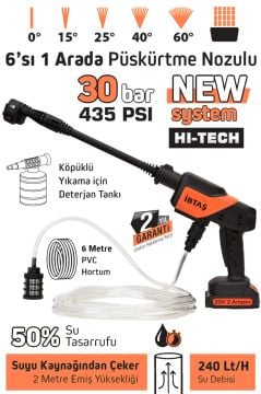MAX EXTRA MX5050 - 20 Volt Akülü Araba Yıkama Makinesi 30 Bar - Kovadan Su Çeker