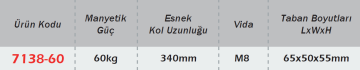 WERKA Esnek Manyetik Ayak (7138-60)