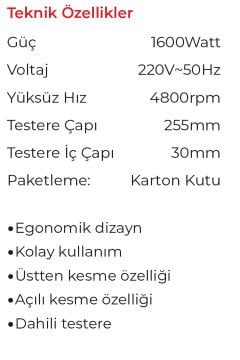 MAX EXTRA MX8230 Gönye Kesme Makinası 255mm 1600 Watt - Pvc - Ahşap -  Metal - Alüminyum Kesme