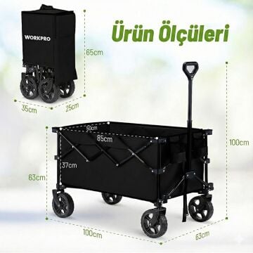 WORKPRO WP285015 80Kg 4 Tekerli Katlanabilir Ağır Hizmet Taşıma Arabası