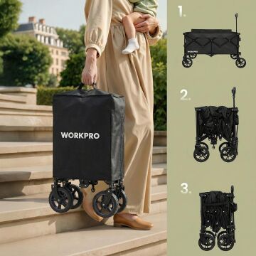 WORKPRO WP285015 80Kg 4 Tekerli Katlanabilir Ağır Hizmet Taşıma Arabası