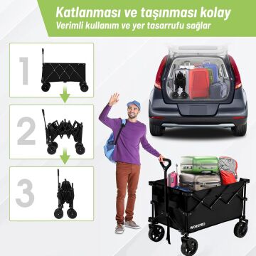 WORKPRO WP285015 80Kg 4 Tekerli Katlanabilir Ağır Hizmet Taşıma Arabası