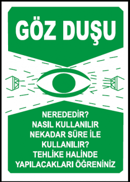 Göz Duşu Uyarı Levhası / 10 Adet