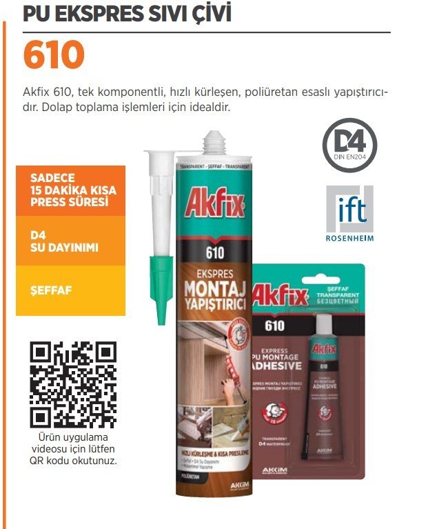 AKFİX 610 Ekspres Montaj Yapıştırıcı (Sıvı Çivi)  310 ml ( 12 Adet )