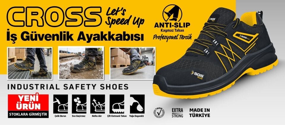 SGS2947 - No:47 Cross S1 Çelik Burunlu Spor İş Ayakkabısı - Ergonomik - Antistatik - Su Geçirmez - Nefes Alır