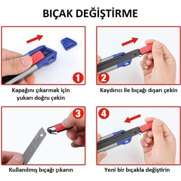 WORKPRO WP212022 18MM Ağır Hizmet Alüminyum Kasa Maket Bıçağı + 10 Adet Yedek Bıçak