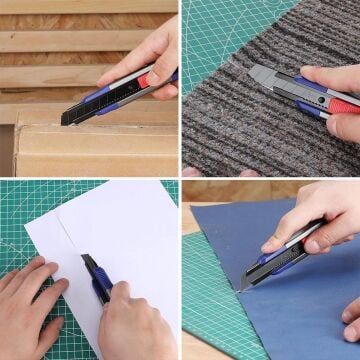 WORKPRO WP212022 18MM Ağır Hizmet Alüminyum Kasa Maket Bıçağı + 10 Adet Yedek Bıçak
