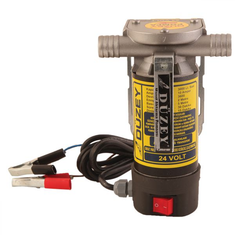 DÜZEY 24 Volt 1'' Çıkışlı Dıştan Aktarma Mazot - Su - Yağ Transfer Pompası