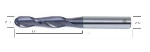 MTE Komple Sert Metal Küresel Başlı Parmak Freze 2 Ağızlı ( KSM )