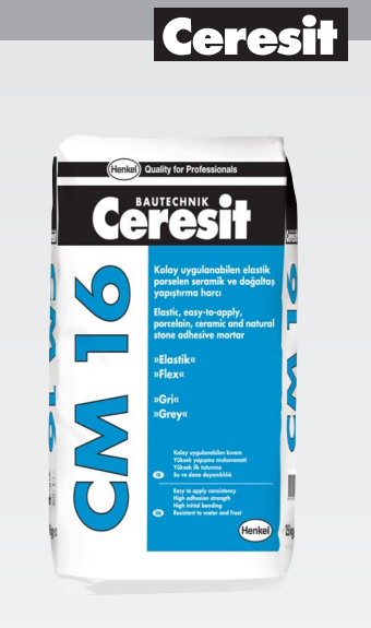 Ceresit CM 16 Elastik Seramik, Porselen Karo ve Doğaltaş Yapıştırma Harcı (25 KG)