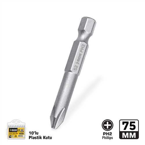 SGS3971 - YILDIZ UÇLU BİTS TORNALI S2 PH2*75mm Sand-Pro Series
