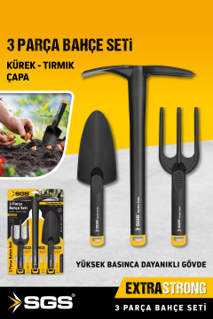 SGS3120 - Plastik Bahçe Seti - Tırmık - Çapa-  Kürek 3 Parça - Hobi Set
