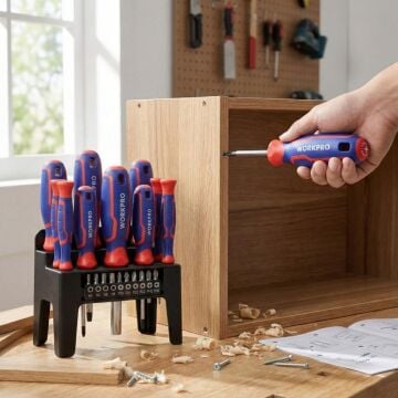 WORKPRO WP200551 21 Parça CR-V Duvar Askı Aparatlı Profesyonel Manyetik Tornavida Seti