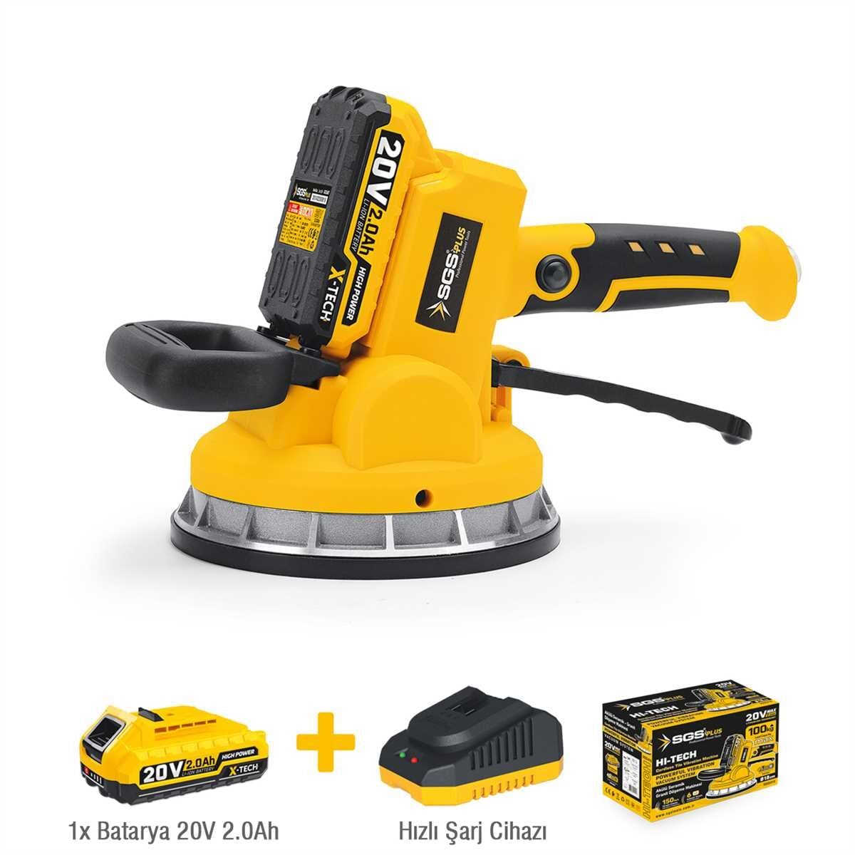 SGS5415 - 20 Volt 2 Amper Akülü Titreşimli Vantuz Seramik Granit Mermer Döşeme Makinesi