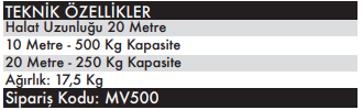 MyTOL MV500 Bakır Sargı Elektrikli Yük Kaldırma Vinçi 250-500 KG