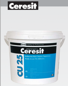 Ceresit CU 25 Hazır Fayans, Seramik ve Porselen Karo Yapıştırıcısı (Beyaz - 5 KG Plastik Kova)