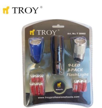 TROY 28902 Ledli EL Feneri Seti 3 Parça Pilli 12 Lümen